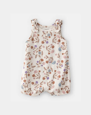 Baby Girl Floral Sleeveless Romper - White, 