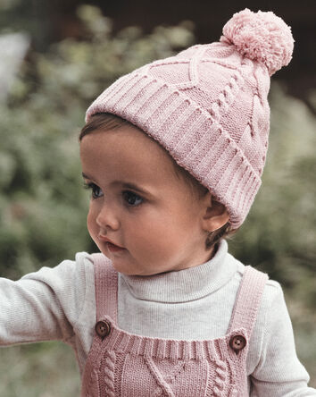 Baby Girl Organic Cotton Cable Knit Hat, 