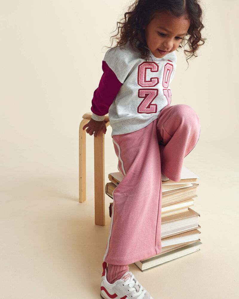 Toddler Girl French Terry Wide-Leg Pants - Pink, image 4 of 7 slides