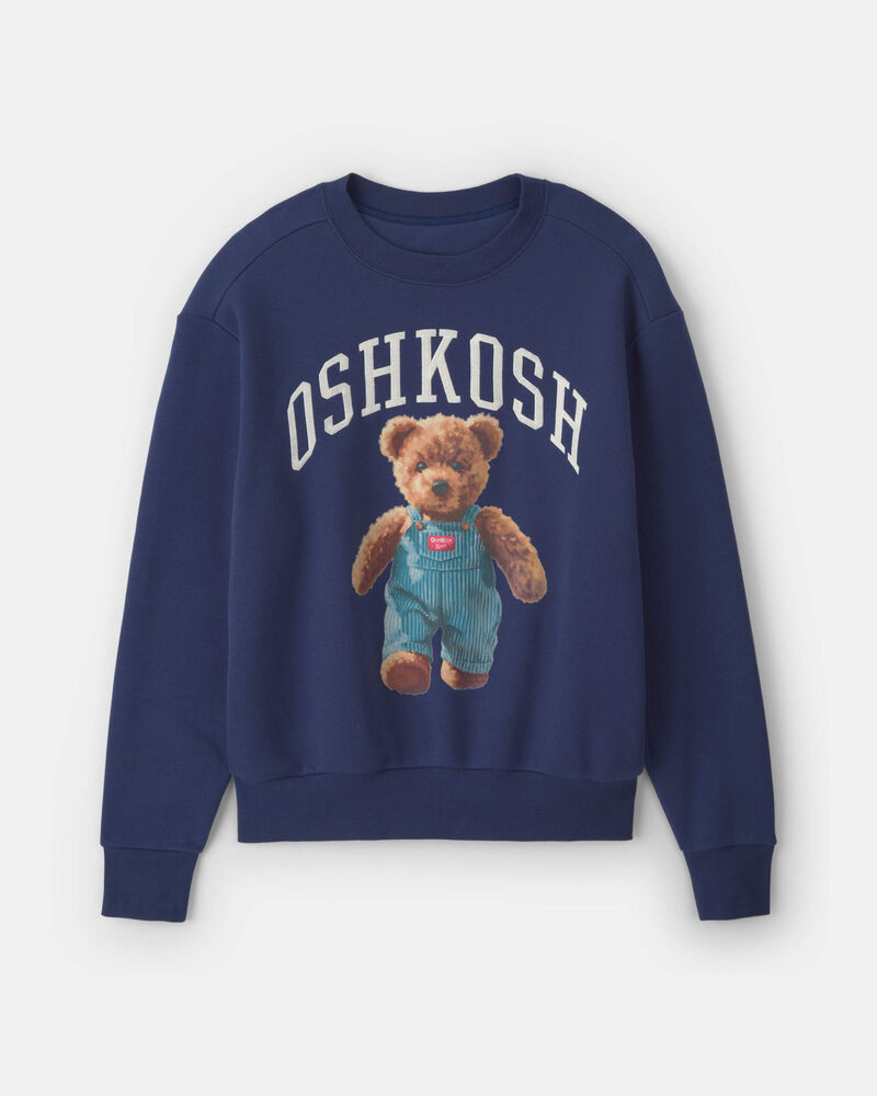 Adult OshKosh Bear Fleece Pullover Sweatshirt - Navy Blue, image 1 of 3 slides