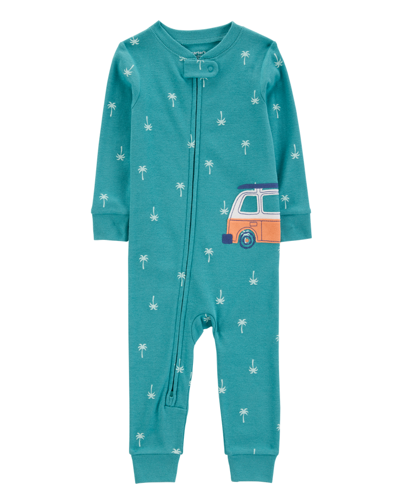 Toddler Car Palm Tree Snug Fit Cotton 1-Piece Pyjamas, image 1 of 4 slides