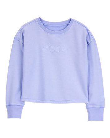 Kid Butterfly-Print French-Terry Pullover, 