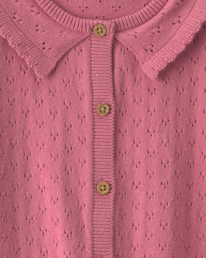 Baby Girl Pointelle Long-Sleeve Jumpsuit - Pink, image 3 of 4 slides