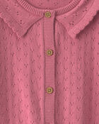 Baby Girl Pointelle Long-Sleeve Jumpsuit - Pink, image 3 of 4 slides