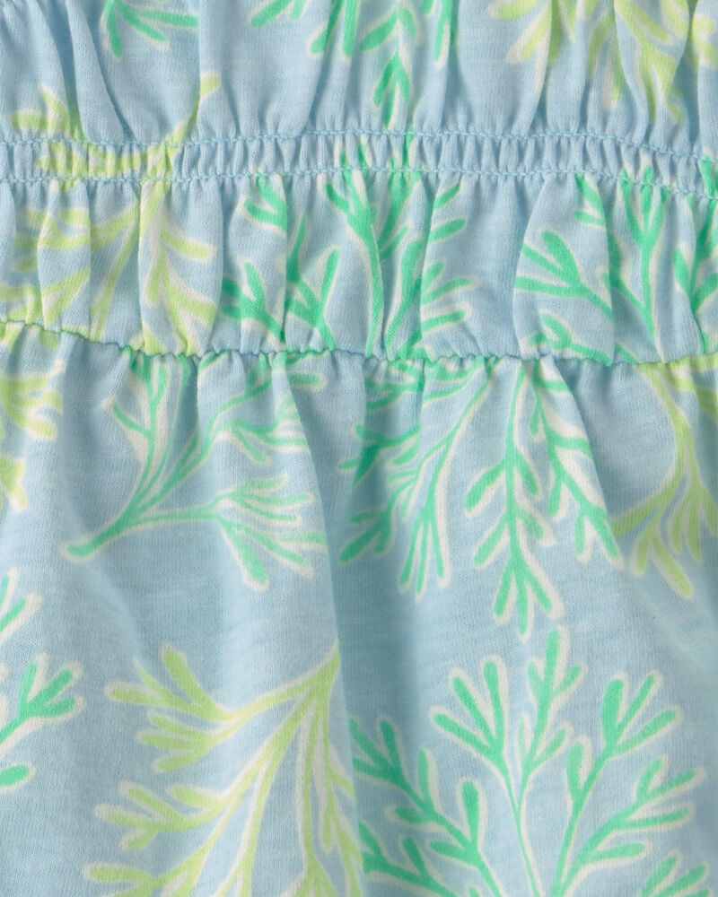 Baby Girl 3-Piece Coral Top & Short Set - Blue/Green, image 2 of 3 slides