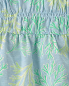Baby Girl 3-Piece Coral Top & Short Set - Blue/Green, image 2 of 3 slides