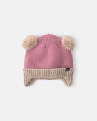 B&eacute;b&eacute; fille - Tuque &agrave; pompon Minnie Kombi - Ros&eacute;, image 1 sur 2 diapositives
