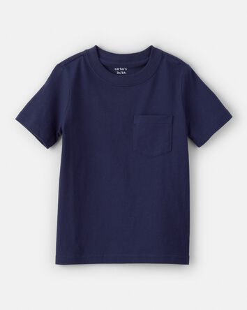 Enfant en bas &acirc;ge T-shirt &agrave; manches courtes &agrave; poche de couleur unie - Bleu marine, 
