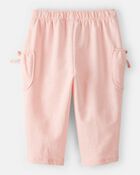 Baby Girl Bow Pocket French Terry Pants - Coral, image 2 of 5 slides