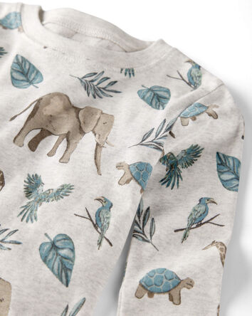 Toddler Safari Print Organic Cotton 2-Piece Pyjamas, 