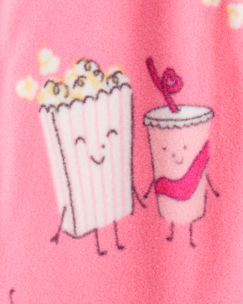 Girls Print Long-Sleeve Loose Fit 1-Piece Pajamas - Pink, image 2 of 3 slides