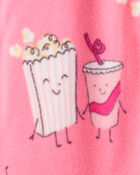 Girls Print Long-Sleeve Loose Fit 1-Piece Pajamas - Pink, image 2 of 3 slides