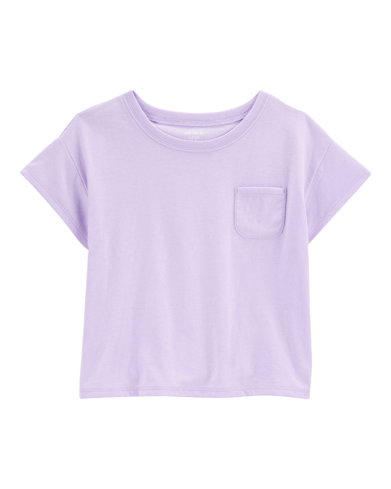 Kid Solid Short-Sleeve Fashion Top - Purple, image 1 of 3 slides
