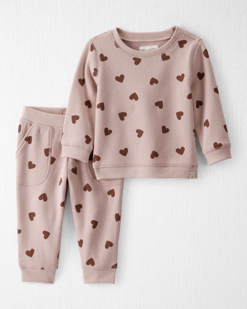 Baby Girl Waffle Knit Top & Pant Set Made with Organic Cotton, image 1 of 5 slides