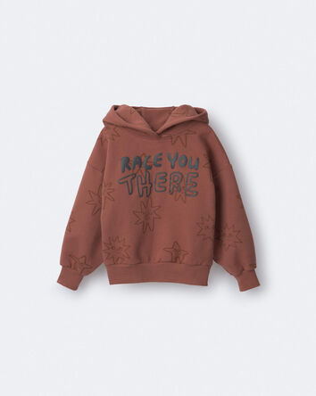 Toddler 'Race You There' Fleece Hoodie - Rust, 
