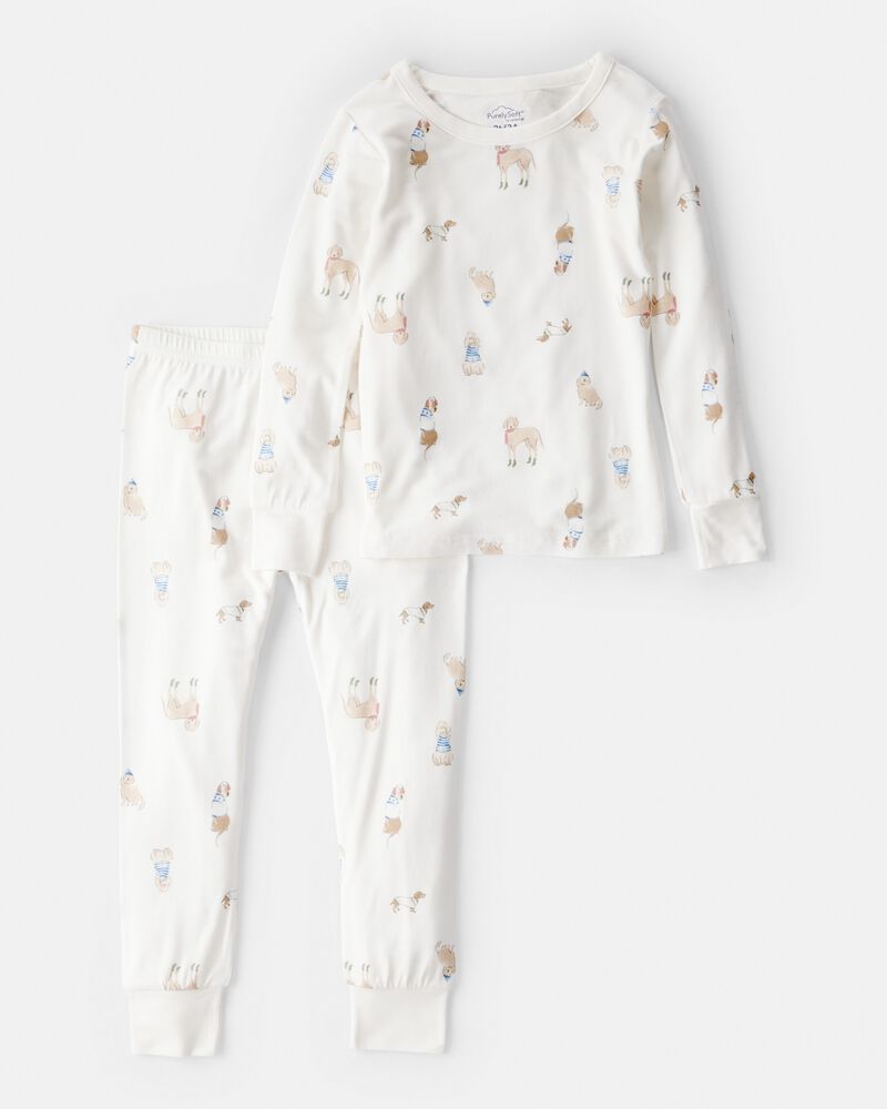 Toddler Dog Loose Fit 2-Piece Pyjamas - White, image 1 of 5 slides