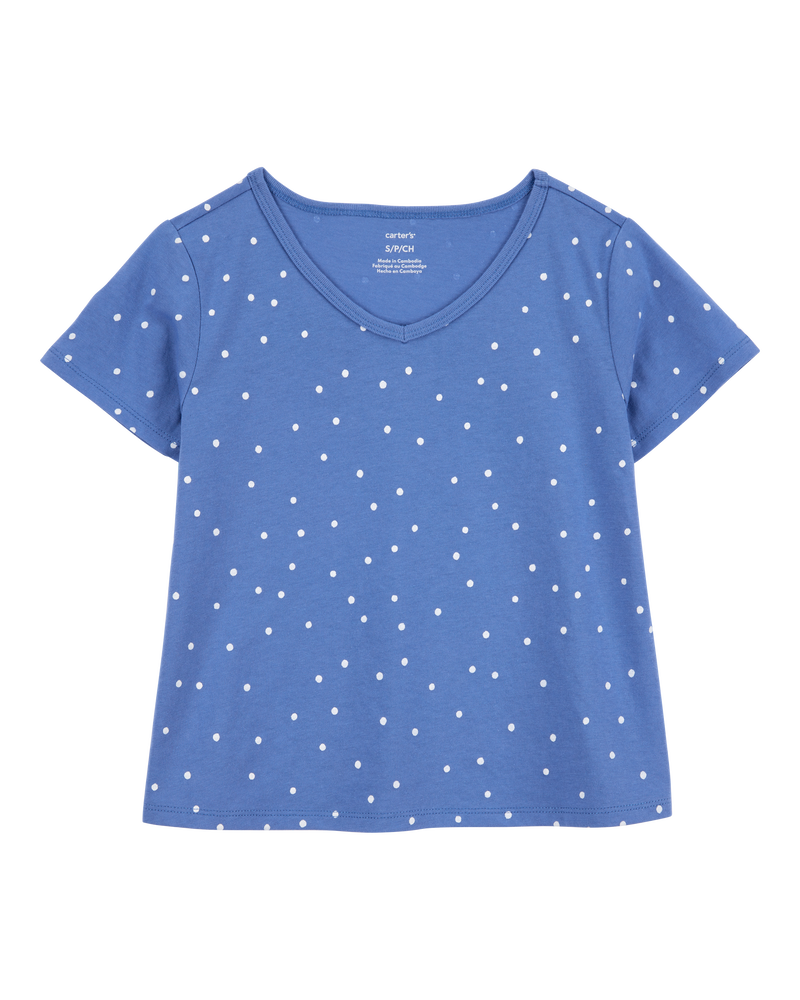 Kid Polka Dot Short-Sleeve Fashion Top - Blue, image 1 of 3 slides