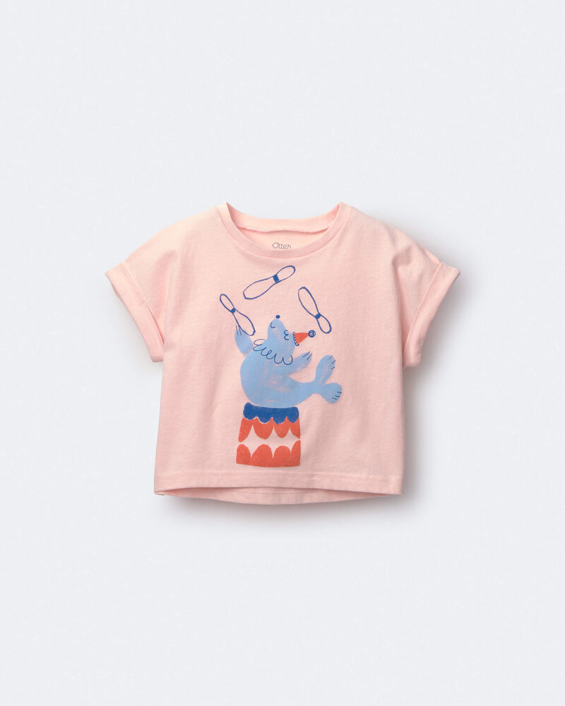 Tout-petit fille - Haut asym&eacute;trique l&eacute;ger &agrave; imprim&eacute; de cirque - Rose, image 2 sur 6 diapositives