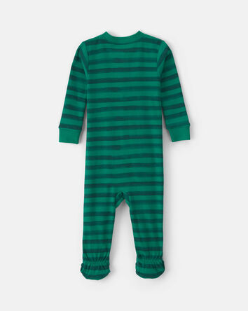 B&eacute;b&eacute; - Pyjama ajust&eacute; 1-pi&egrave;ce en 100&nbsp;% coton &agrave; fermeture &agrave; glissi&egrave;re double sens et pieds &agrave; motif bonhomme de neige de No&euml;l &ndash; Vert, 