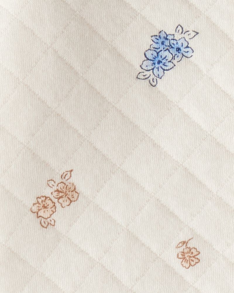 Baby Girl 3-Piece Floral Quilted Jacket Outfit Set - Maroon/Cream, image 2 of 4 slides