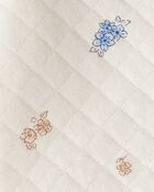 Baby Girl 3-Piece Floral Quilted Jacket Outfit Set - Maroon/Cream, image 2 of 4 slides