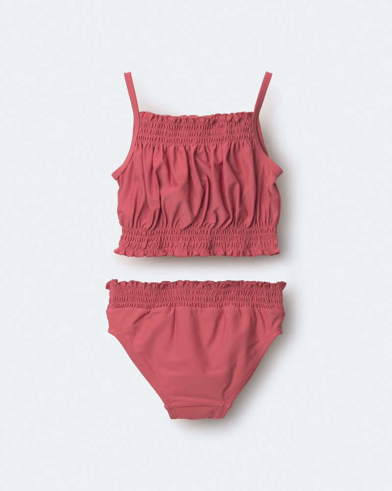 Toddler Girl Smocked Tankini Set - Burgundy, image 5 of 6 slides