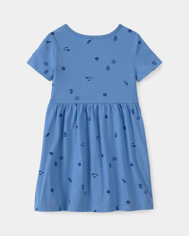 Toddler Girl Seashell Short-Sleeve Dress - Blue, image 2 of 4 slides