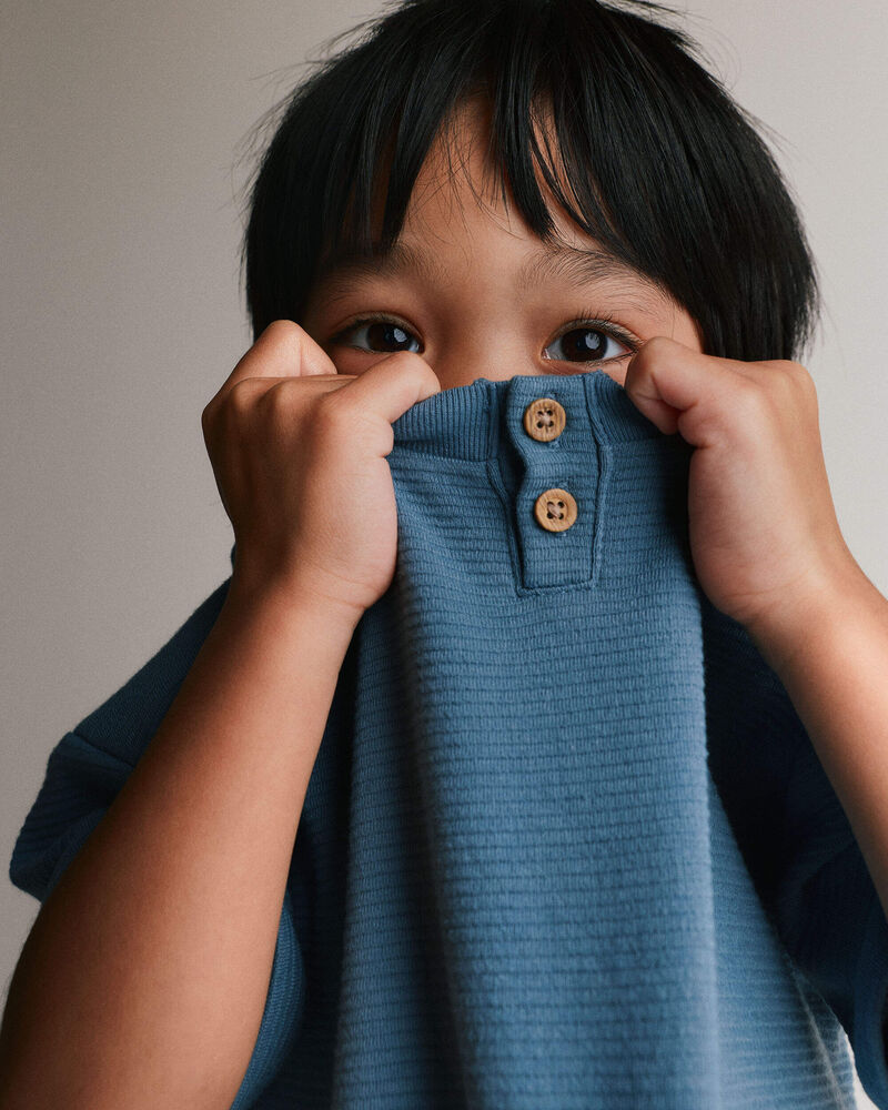 Toddler Boy Henley Tee with Pocket - Slate, image 4 of 5 slides