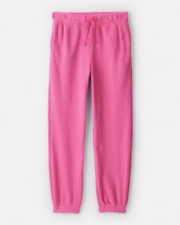 Girls Waffle Knit Joggers - Pink, 