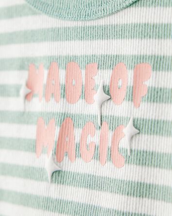 Tout-petit fille - Haut &agrave; manches longues &agrave; rayures &laquo;Made of Magic&raquo; - Vert, 