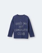 Toddler Hot Cocoa Club' Long-Sleeve Pocket Relaxed Graphic Tee - Dark Blue, image 2 of 6 slides