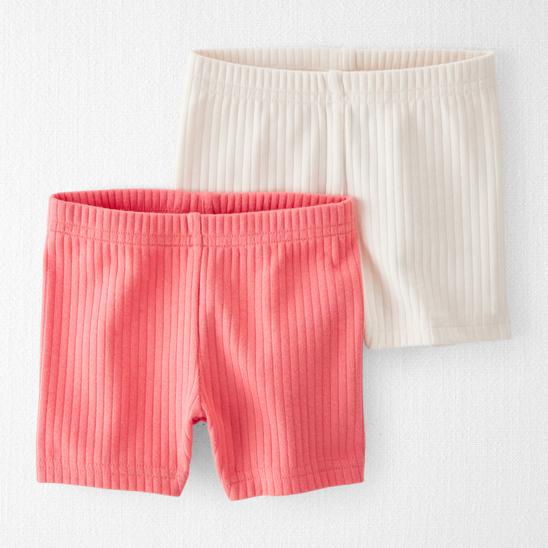 Hibiscus Pink, Sweet Cream Baby Organic Cotton Ribbed Pedal Shorts | Carter’s Oshkosh Canada