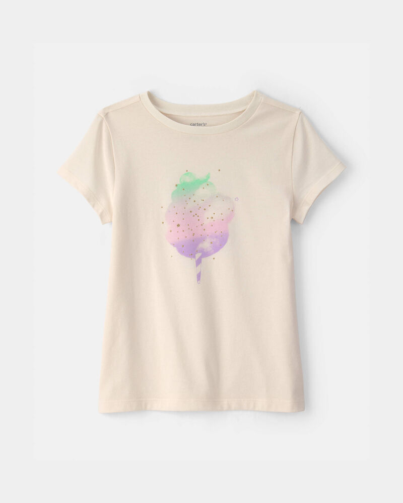 Girls Cotton-Candy Graphic Tee - Cream, image 1 of 3 slides