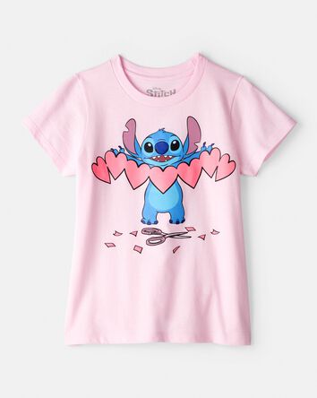 Girls Valentine's Day Heart Short-Sleeve Graphic Tee - Pink, 