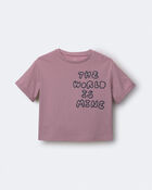 Toddler 'The World Is Mine' Rolled Cuff Tee - Mauve, image 1 of 2 slides