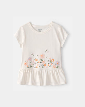 Toddler Girl Floral Embroidered Top - Ivory, 