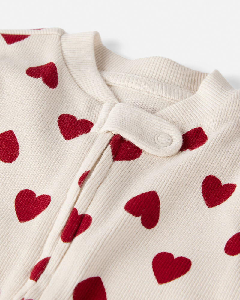 Baby Organic Cotton Sleep & Play Pyjamas in Forever Hearts Print, image 2 of 5 slides