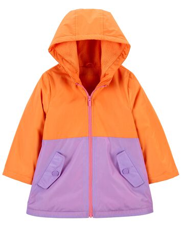 Kid Fleece-Lined Colourblock Rain Jacket, 