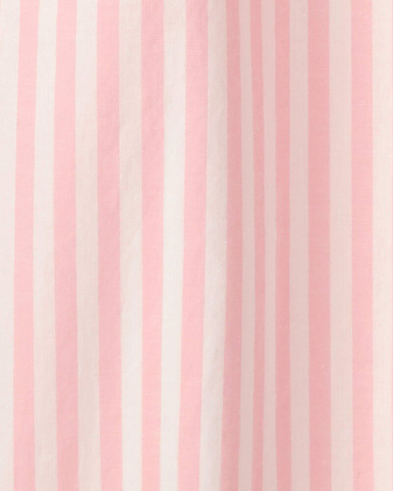 Girls Striped Jumpsuit - Pink/Ivory, image 2 of 3 slides