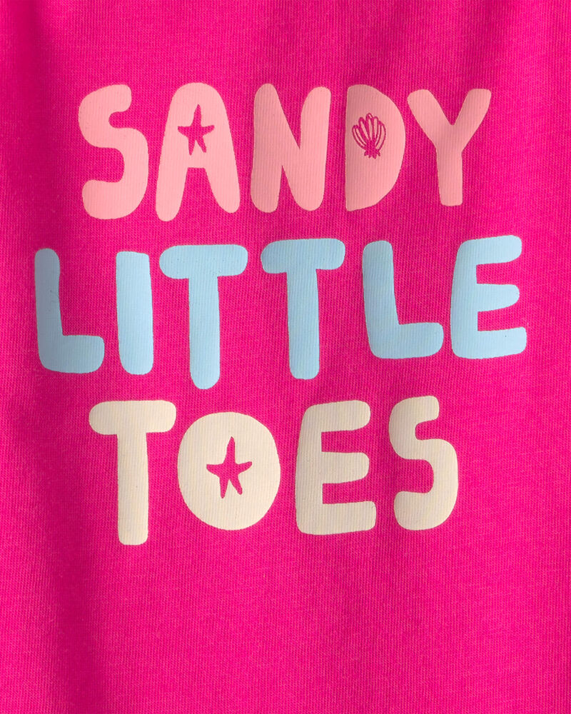 Baby Girl 'Sandy Little Toes' Sleeveless Graphic Bodysuit - Pink, image 2 of 3 slides