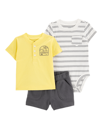 Baby 3-Piece Striped Outfit Set, 