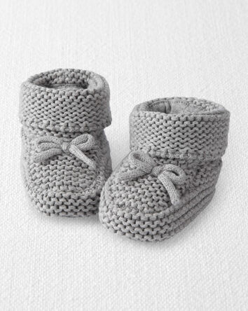 Chaussons crochetés en coton biologique gris, 
