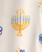 Baby Hanukkah 2-Way Zip Sleeper - Cream, image 4 of 5 slides