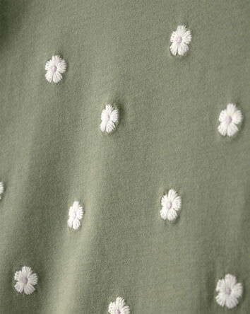 Toddler Girl Floral Embroidered Top - Green, 