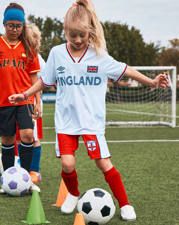 Kid Umbro England Mesh Soccer Shorts - Red/Blue/White, 