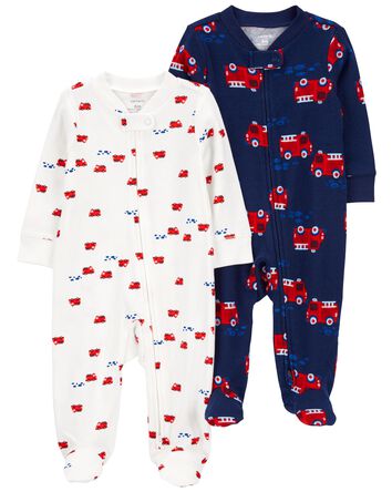 Baby 2-Pack 2-Way Zip Cotton Sleeper Pyjamas, 