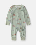 B&eacute;b&eacute; gar&ccedil;on - Grenouill&egrave;re PurelySoft &agrave; fermeture &agrave; glissi&egrave;re double sens &agrave; motif animaux - Vert, image 1 sur 7 diapositives