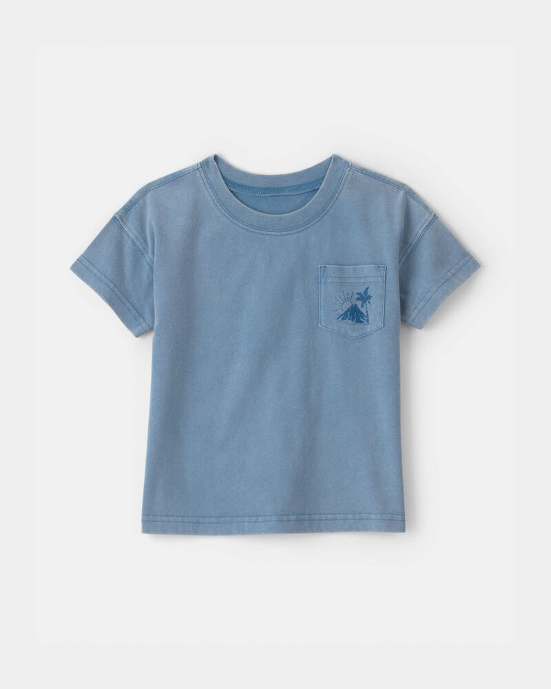 Tout-petit gar&ccedil;on - T-shirt &agrave; imprim&eacute; d&rsquo;&icirc;le tropicale sur la poche - Bleu, image 1 sur 2 diapositives