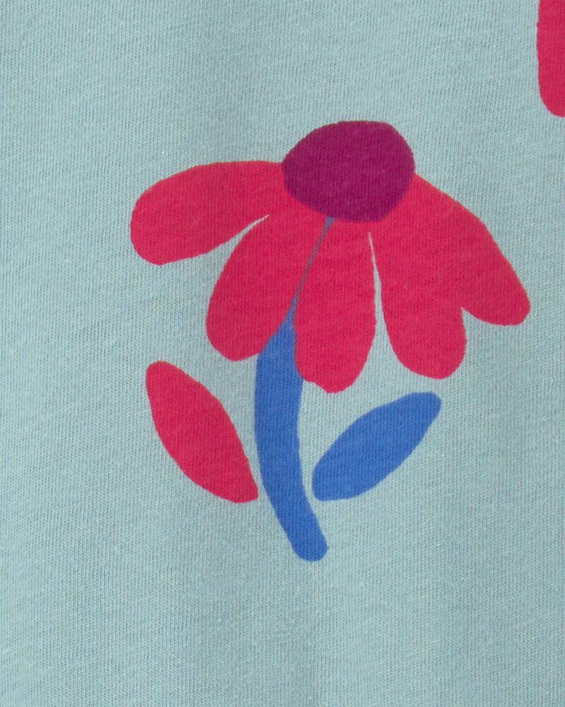Toute-petite fille - Haut p&eacute;plum manches longues &agrave; motif floral - Bleu/Rouge, image 2 sur 2 diapositives