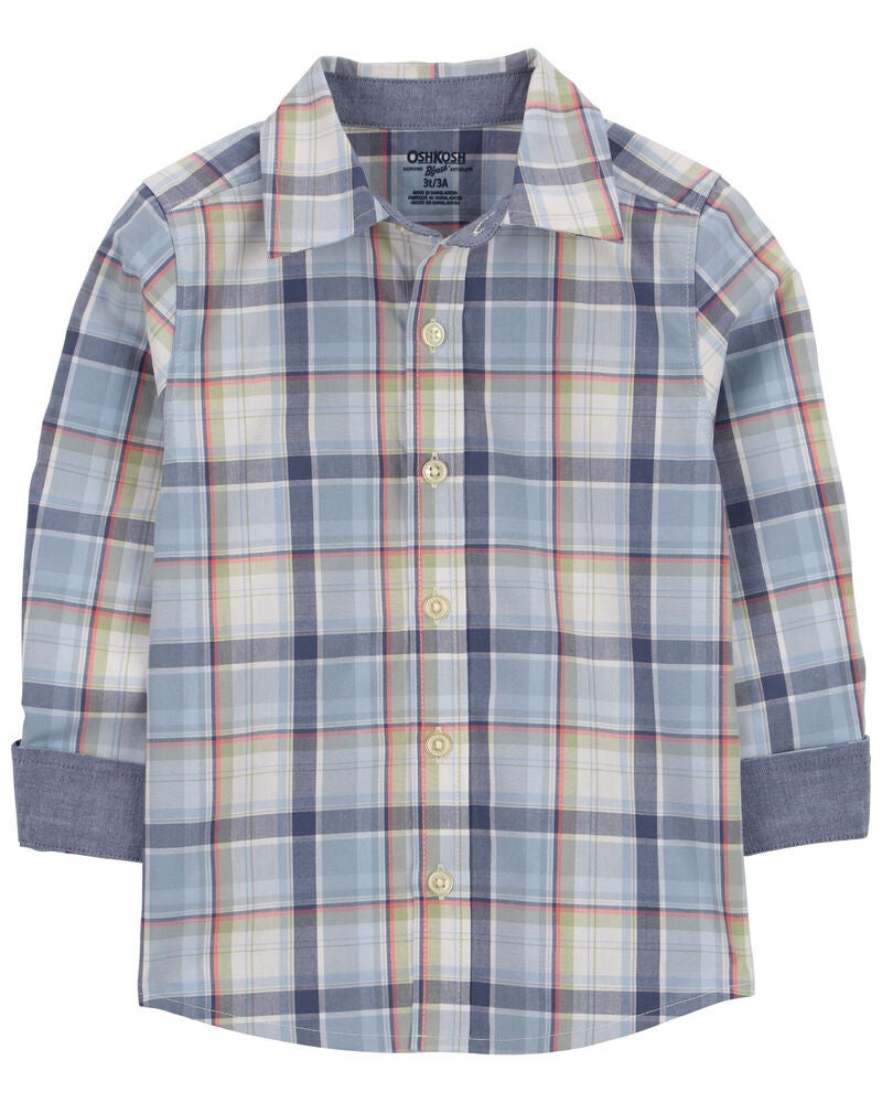 Toddler Plaid Button-Front Shirt, image 1 of 4 slides